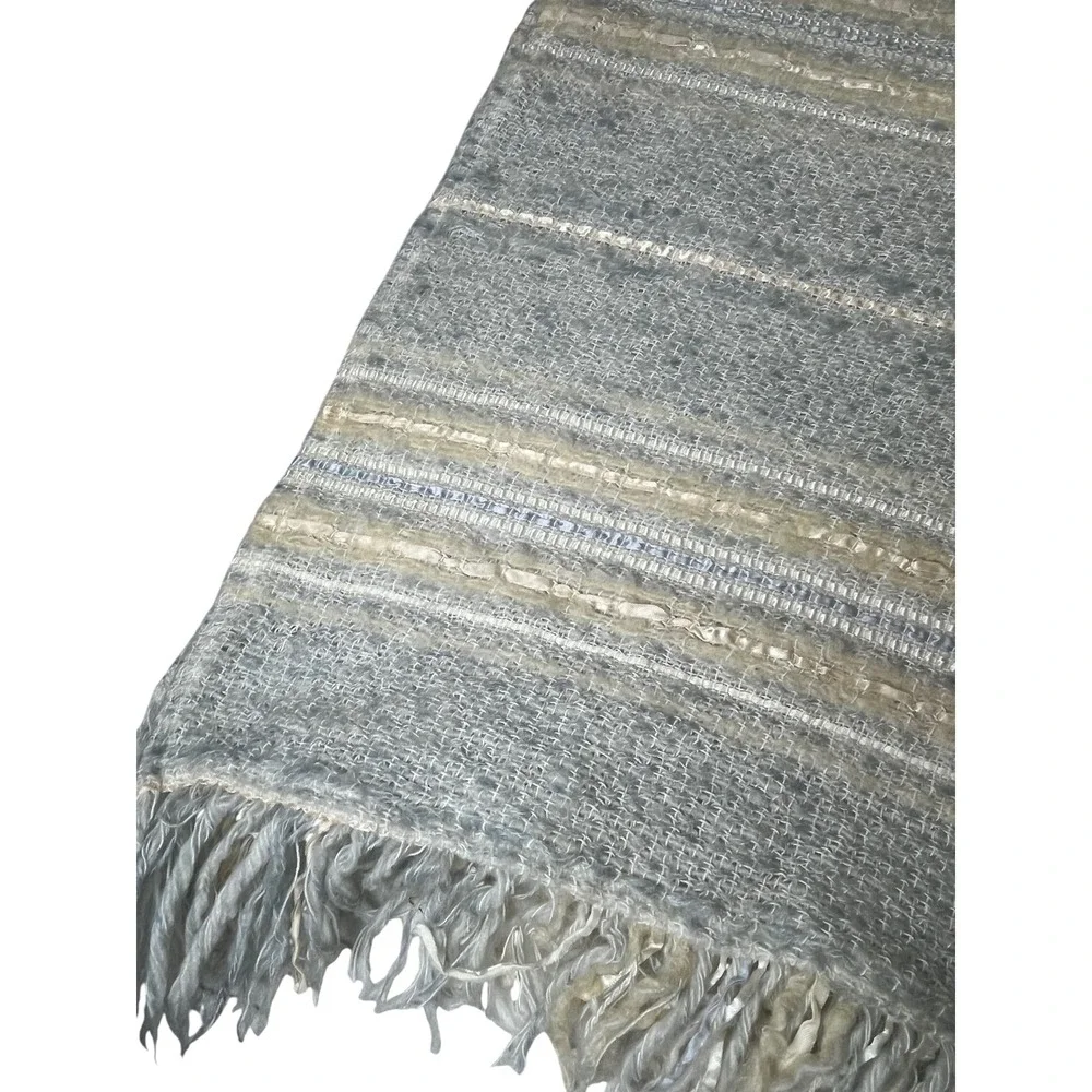The Weave O the Irish Mohair Blend Striped Fringed Throw Blanket Made in Ireland